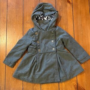 Tahari Baby Olive Green Hooded Swing Jacket Girls Size 18 Months EUC